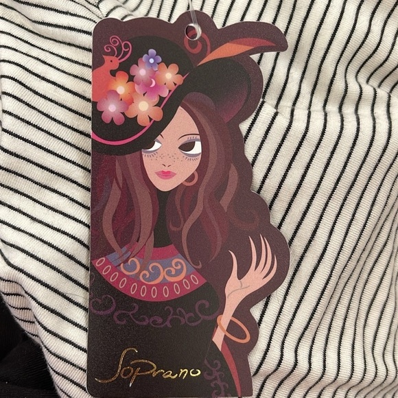 NWT Soprano black and white striped maxi dress with front slit. Large - Picture 8 of 10